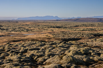 Autumn nature and mountains in Katla Geopark, Iceland