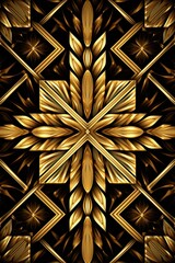 Symmetric gold square background pattern