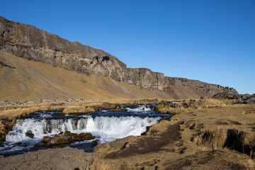 Cascade waterfall Fossalar, Iceland