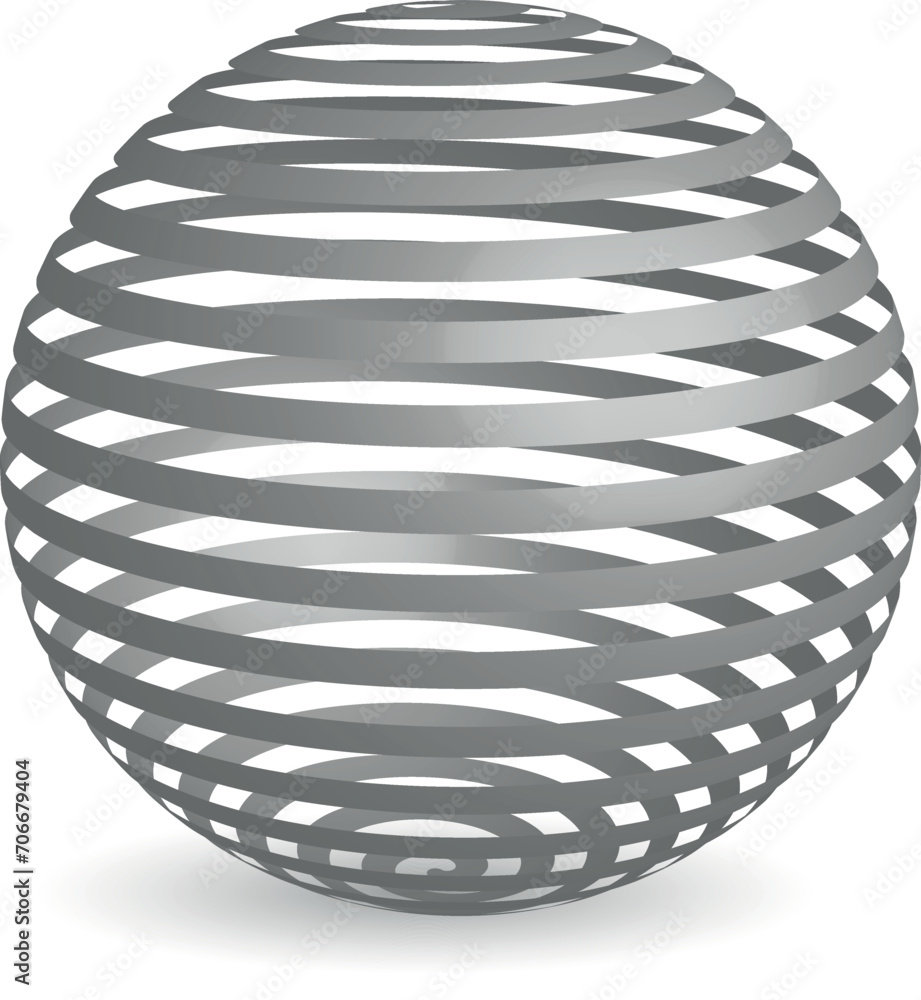 Poster wire spiral ball. grey 3d vector object