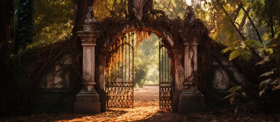 Fototapeta premium Rusty gate arch in cemetery entrance