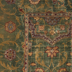 Antique Green Velvet Brocade Fabric Texture Pattern