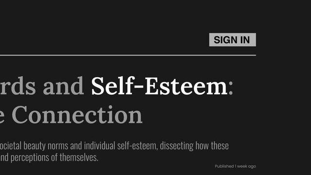 Term 'Self-esteem' highlighted on FAKE headlines news publications. Titles on black background. Can be used for editorial AND non editorial content as everything is 100% fake