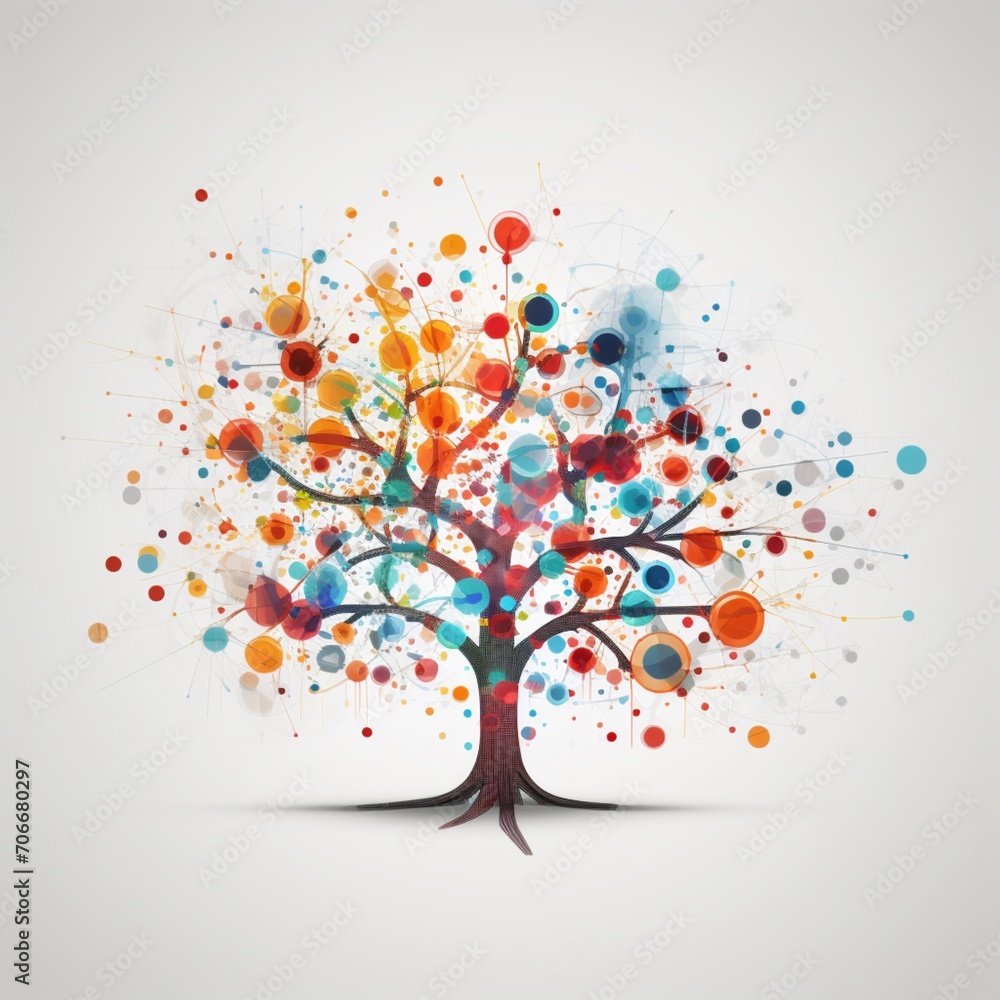 Poster Abstract colorful tree with imaginative elements image Ai generated art