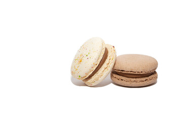 Macaroon macaron, front view on white background cutout file. Sweet macarons