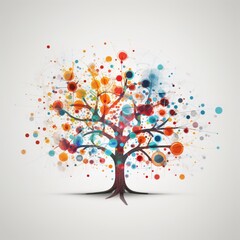 Abstract colorful tree with imaginative elements image Ai generated art