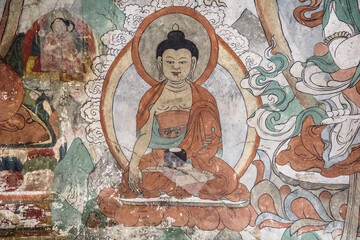 Buddha, frescoes of Hundar Monastery, Thangkas, Buddhist Art, Tibetan Buddhism