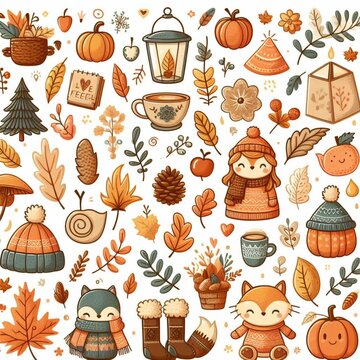 Design sem nome - 1Various autumn outfits with warm and cozy design elements, autumn, hygge