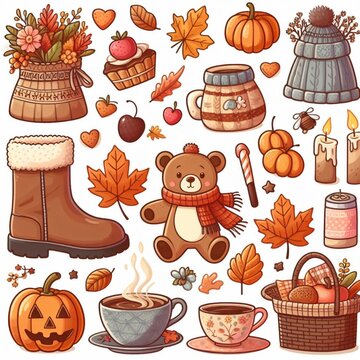 Design sem nomeVarious autumn outfits with warm and cozy design elements, autumn, hygge - 1