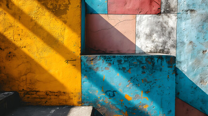 Colorful Architecture Detail. Beautiful Minimalist and Vibrant Composition Created with Generative AI