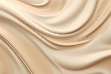 Realistic creamy foundation background, liquid texture, splash swirl. Minimal banner with copy space, 3d render abstract