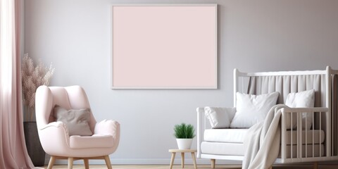 White Crib and Pink Chair in Babys Room Generative AI