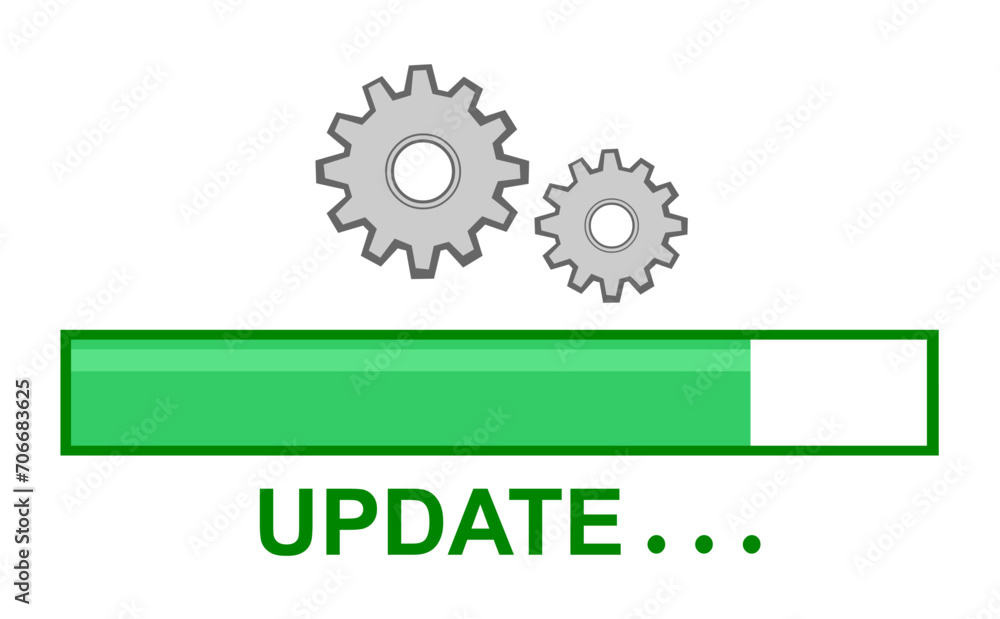 Poster video animation system update icon with gears and bar progress