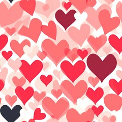 A seamless pattern with different small hearts