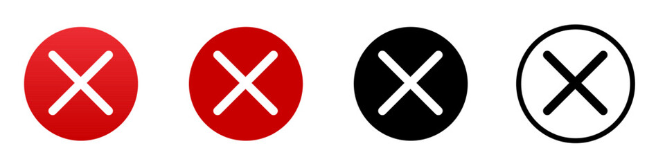 Red cross ban forbid icon - obrazy, fototapety, plakaty