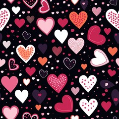 Fototapeta premium A seamless pattern with different small hearts