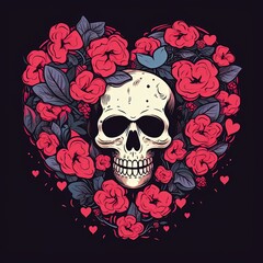An illustration of a skeleton in love for the valentines day
