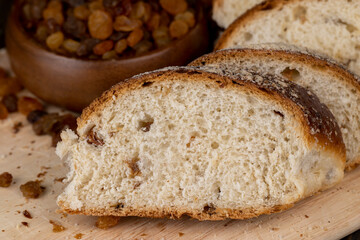 fresh and sweet wheat bun with raisins