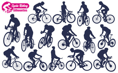 Cycle Riding Silhouettes vector illustration