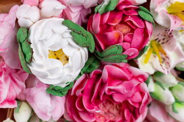 decoration decorative flowers made of edible marshmallows