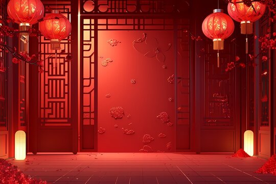 chinese new year red background, happy new year chinese. - Powered by Adobe
