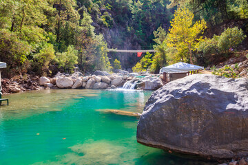 Small waterfall in Goynuk canyon in Antalya province, Turkey