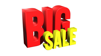 3D red text big sale on transparent background, ready for design element.