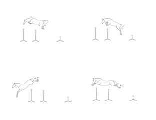 Free jump horses, outline for coloring page