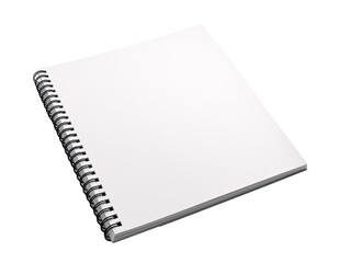 a spiral bound notebook with a white cover - obrazy, fototapety, plakaty