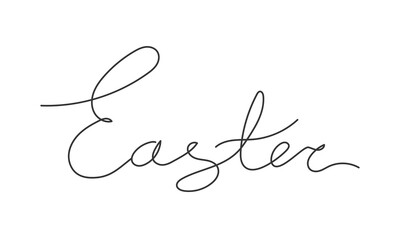 Holiday Easter calligraphy thin line. Brush pen lettering. Hand drawn doodle style, holiday ink. Vector illustration.