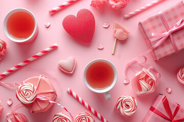 Assortment of Valentine's Day treats and gifts