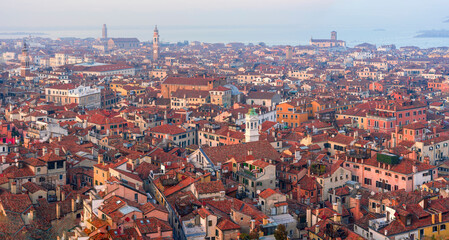 Fototapeta premium Venice Panoramic City view from top during sunset phase