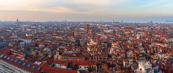 Obraz premium Venice Panoramic City view from top during sunset phase
