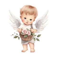 Fototapeta premium Watercolor Cute Cupid Clipart PNG, cute angle PNG, Valentine Cupid with Bow, Romantic Cupid Digital download, Love cupid, Cute Cherubs Cupids, angel illustrations, Cherubs art wedding, cupid wedding 
