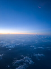 Aerial panoramic view of the sunset and its colors.