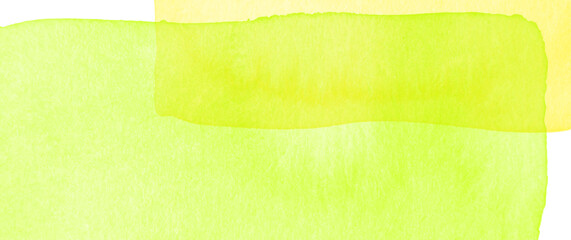 Yellow green watercolor vector background with isolated brush strokes for cards, flyer, poster, banner and cover design. Hand drawn spring  illustration for your design. Summer backdrop.