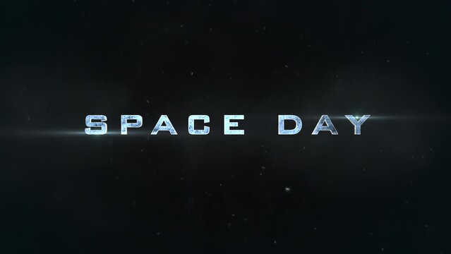 Image depicting the title for a futuristic Space Day event, with sleek typography against a dark background, adding a sense of excitement and anticipation