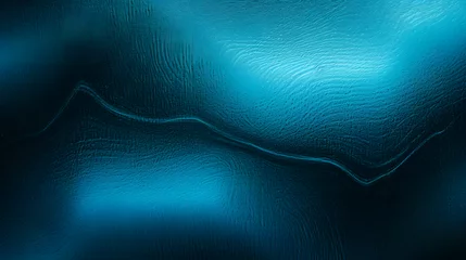 Fotobehang Black dark light jade petrol teal cyan sea blue green abstract wave wavy line background. Ombre gradient. Blue atoll color. Noise grain rough grungy. Matte shimmer metallic electric. Template design. © john