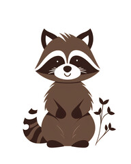 A cute raccoon minimalist vector art.