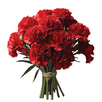 recommend clip art: bouquet of red Carnation flowers vector artwork 