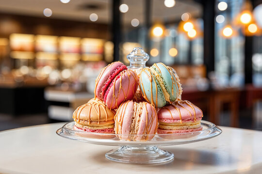 Pastel colored delicious macarons