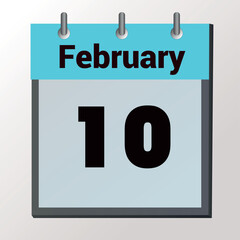 vector calendar page with date February 10, light colors