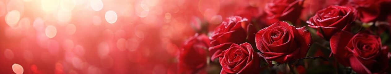 Romantic Valentine Banner with Beautiful Roses - Celebrate Love and Passion. Generative AI
