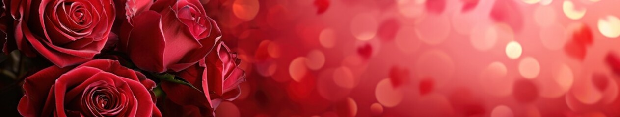 Romantic Valentine Banner with Beautiful Roses - Celebrate Love and Passion. Generative AI - obrazy, fototapety, plakaty