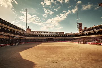 Zelfklevend Fotobehang spanish  bull fight, spain bullfighters, bull, bull in arena, bullfighters © MrJeans