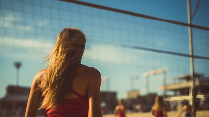 Fototapeta na wymiar Sunset Beach Volleyball Player