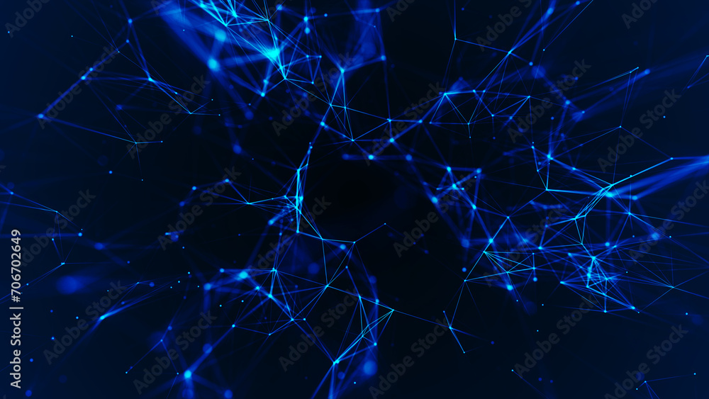 Poster network connection structure. big data. connecting points and lines. abstract technology background.