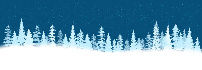 NIght winter background with pine trees