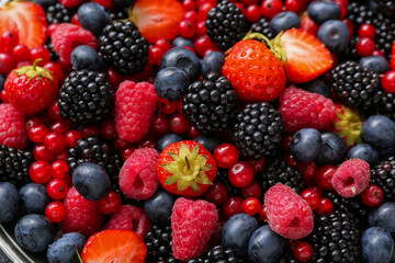 Different fresh berries as background, closeup