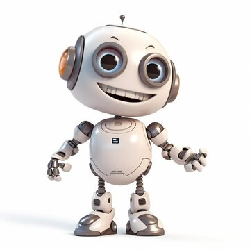Cute cartoon characters happy robot image white background